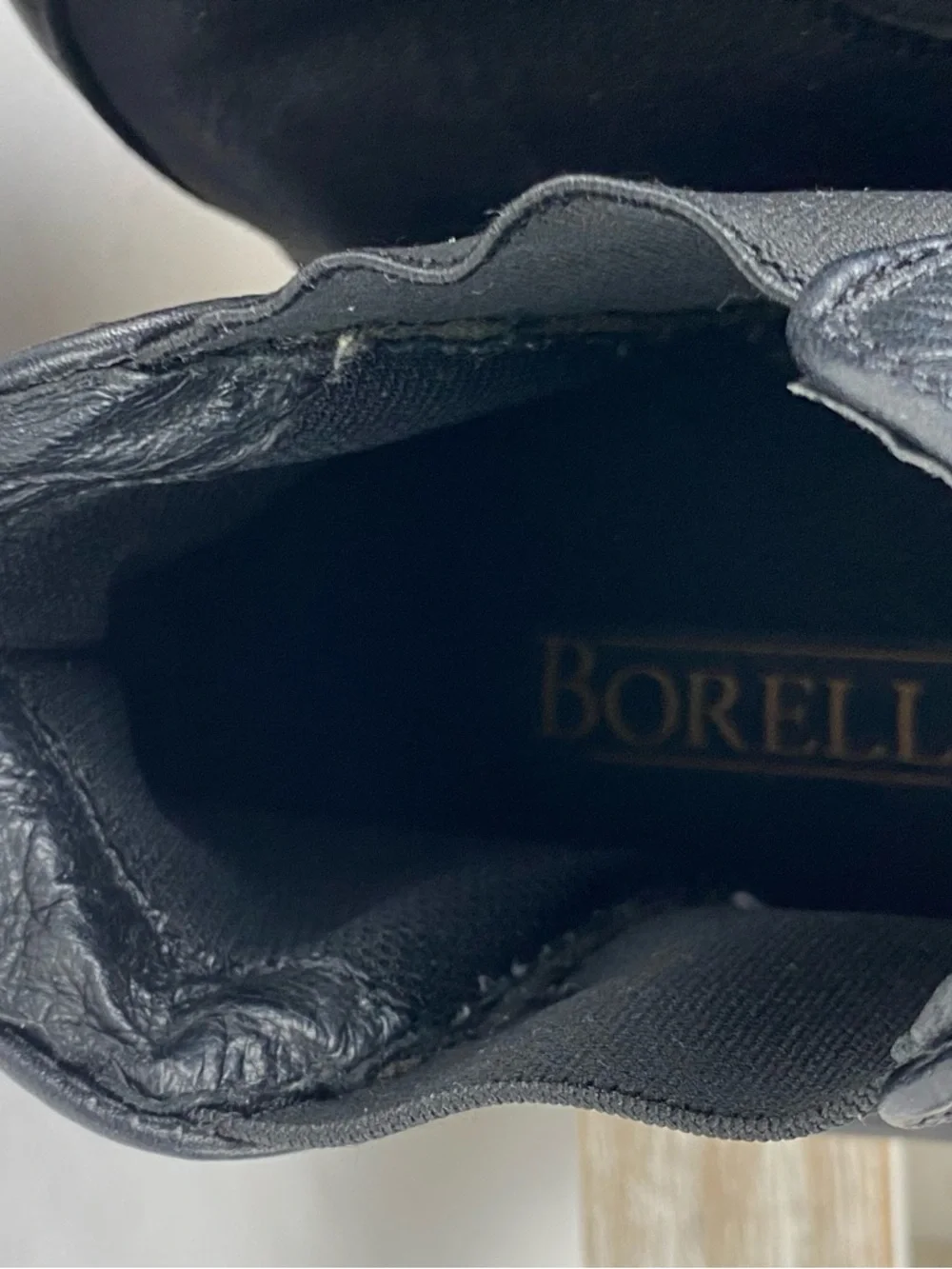 Borelli Men's black leather slip-on ankle boots size 12